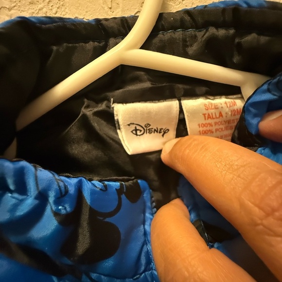Disney Blue Mickey Mouse Puffer Vest Size 12 Months - Picture 2 of 7